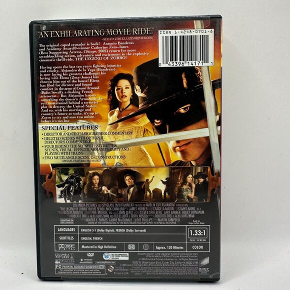 The Legend Of Zorro Full Screen Special Edition DVD Rated PG Sony Pictures - Picture 2 of 3